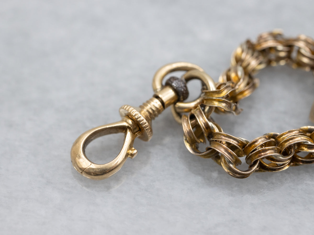 Antique Pendant Watch Chain With Ornate Seed Pearl Slide Victorian Era