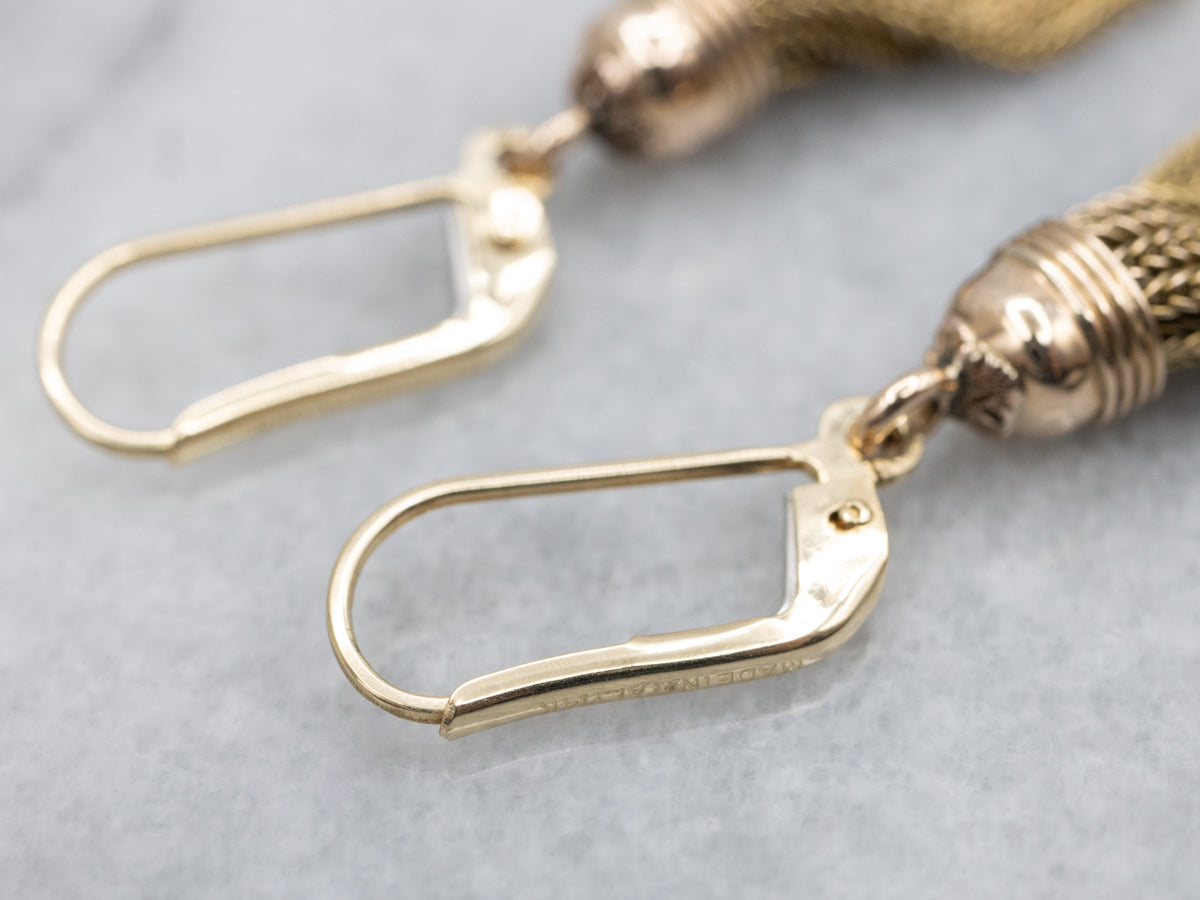 Italian 14K Gold Tassel Vintage Chandelier Drop Earrings