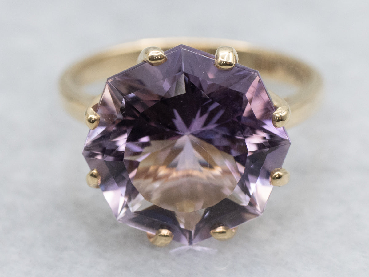 Fancy Cut Amethyst Gold Cocktail Ring
