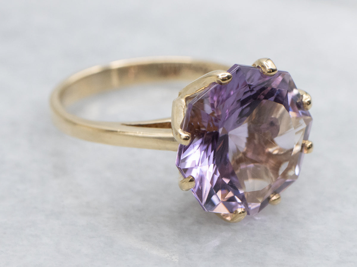 Fancy Cut Amethyst Gold Cocktail Ring