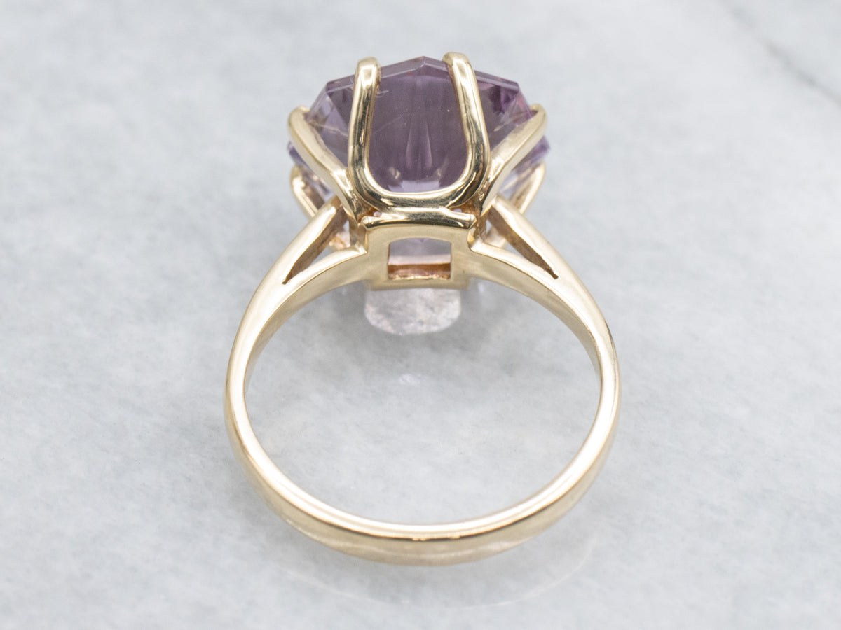 Fancy Cut Amethyst Gold Cocktail Ring