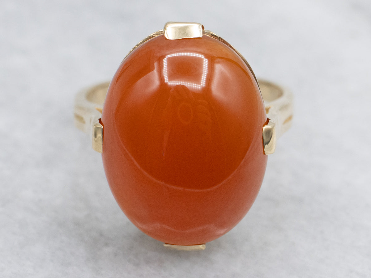 Victorian Revival Carnelian and Gold Ring