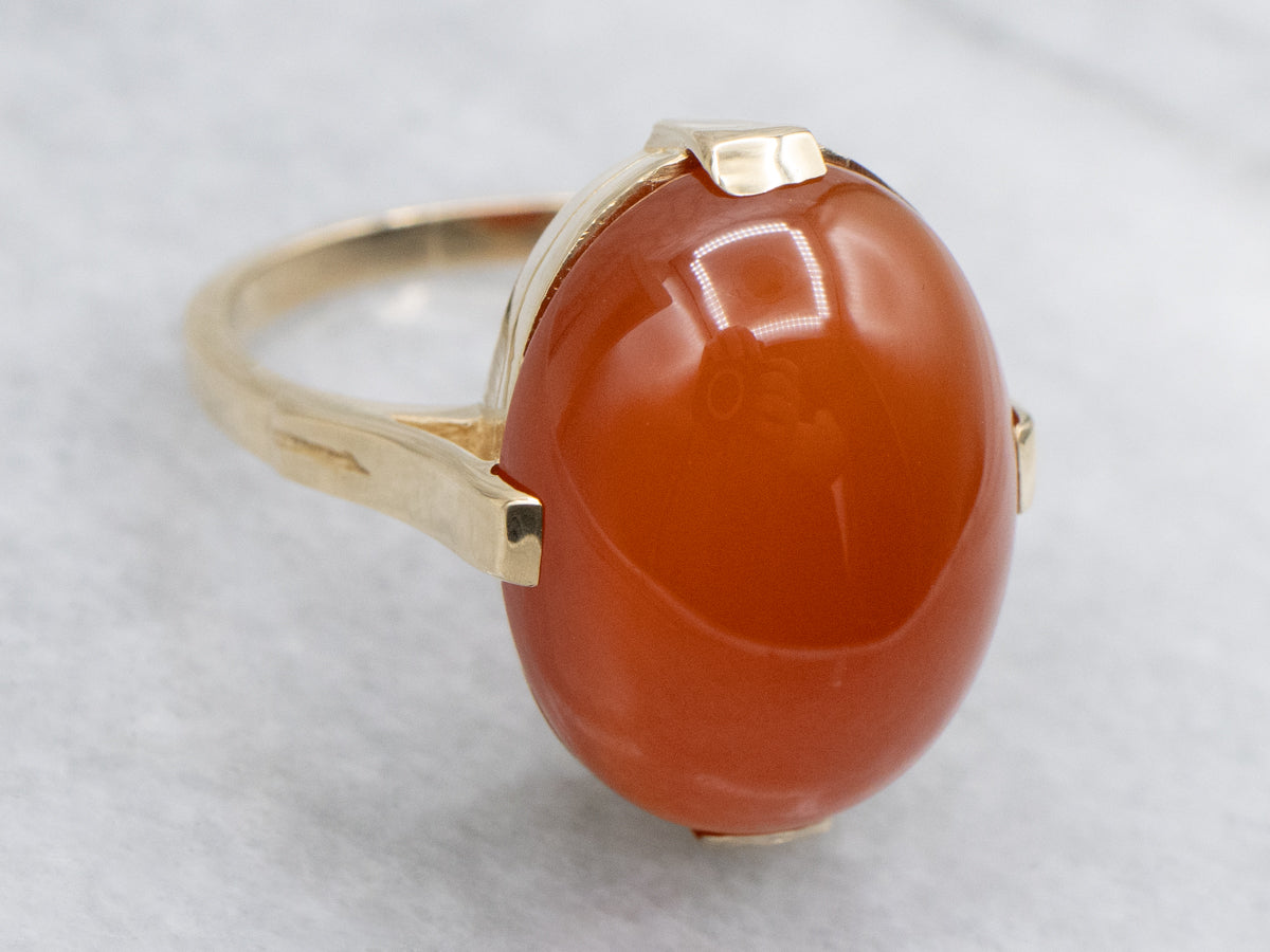 Victorian Revival Carnelian and Gold Ring