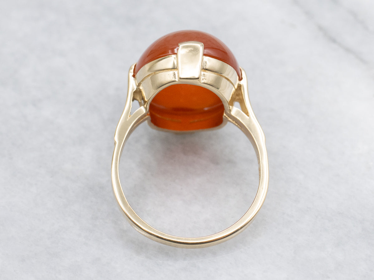 Victorian Revival Carnelian and Gold Ring