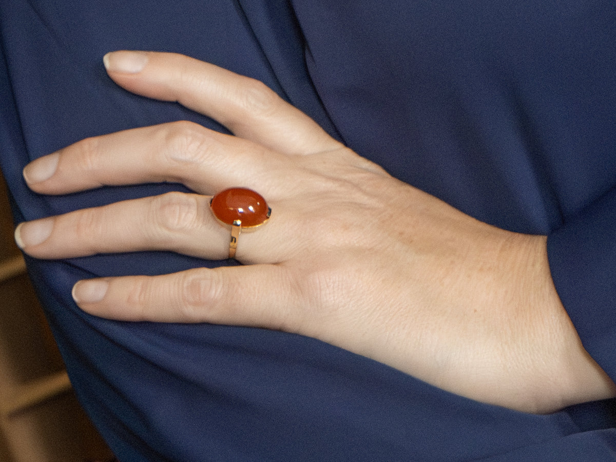 Victorian Revival Carnelian and Gold Ring