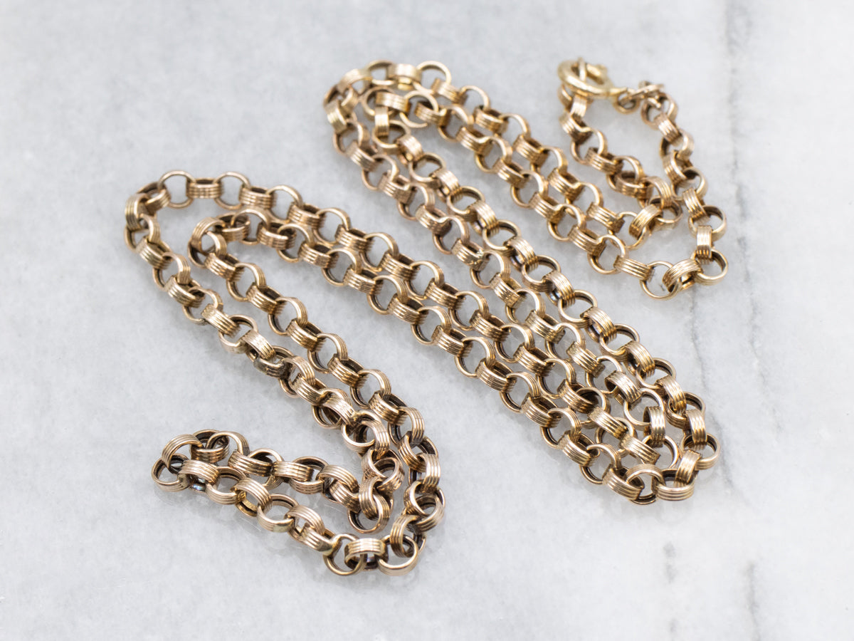 Victorian Era Antique Gold Rolo Link Chain