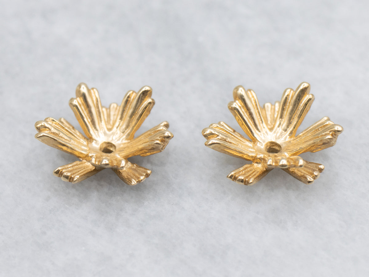 Vintage Yellow Gold Flower Earring Jackets