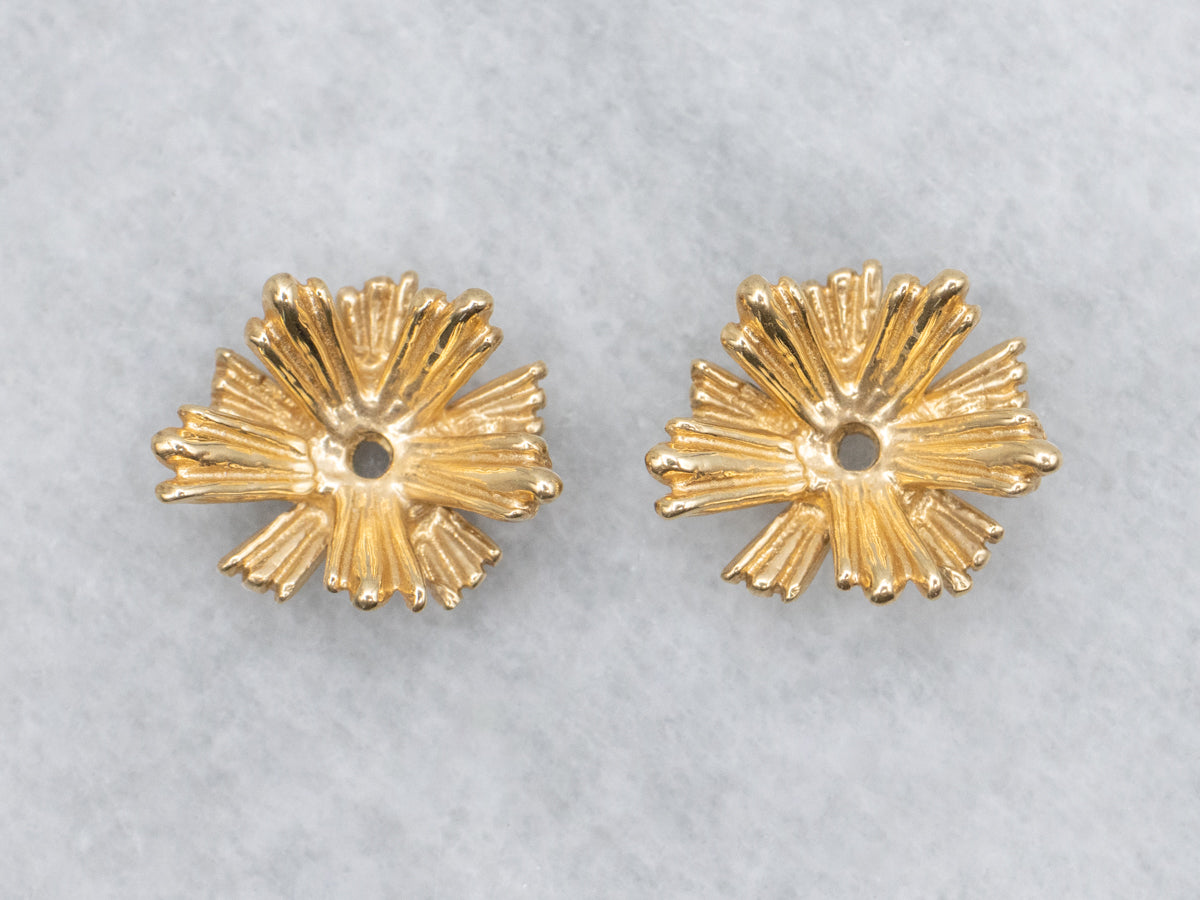 Vintage Yellow Gold Flower Earring Jackets
