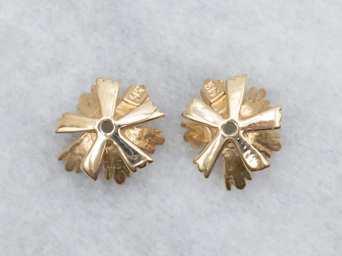 Vintage Yellow Gold Flower Earring Jackets