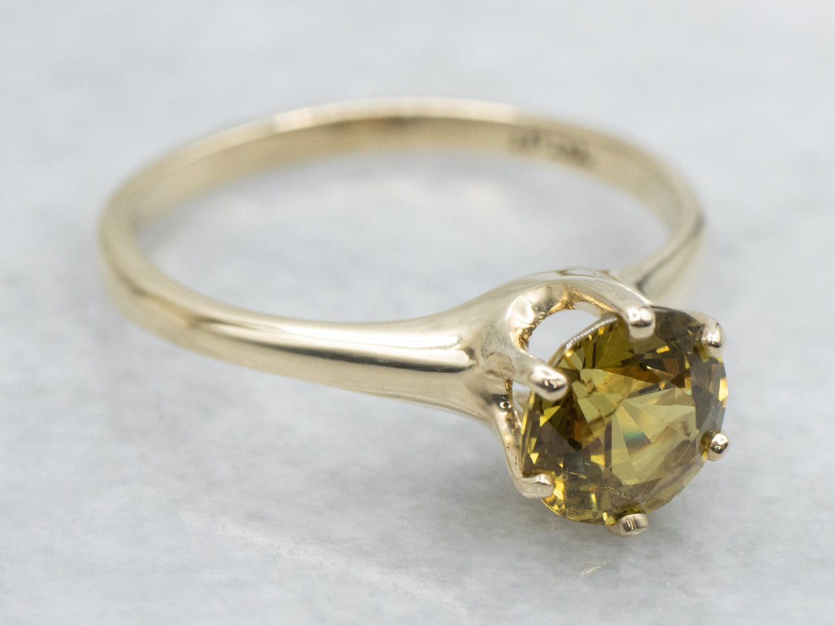 Six-Prong Yellow Gold Mali Garnet Solitaire Ring