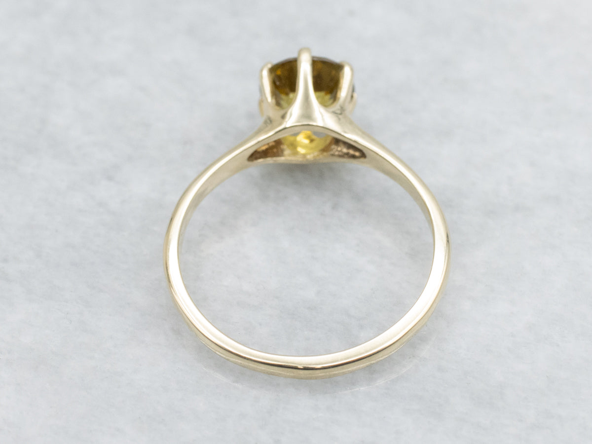 Six-Prong Yellow Gold Mali Garnet Solitaire Ring