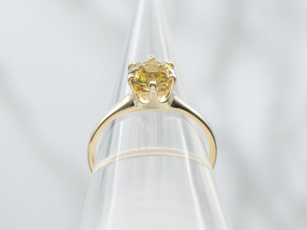 Six-Prong Yellow Gold Mali Garnet Solitaire Ring