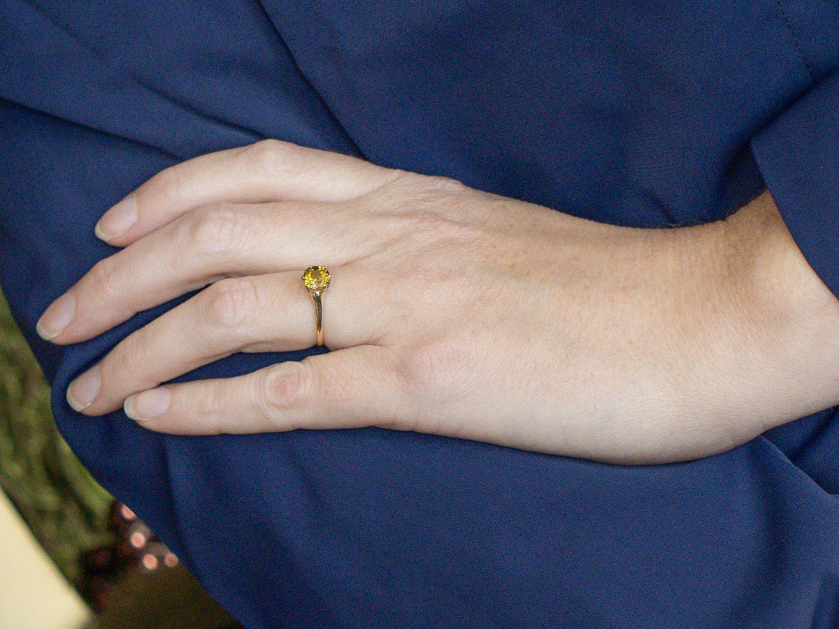 Six-Prong Yellow Gold Mali Garnet Solitaire Ring