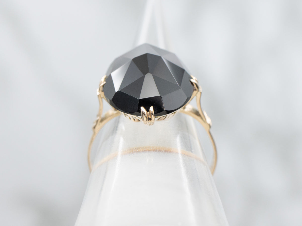 Retro Era Fancy Faceted Garnet Solitaire Ring