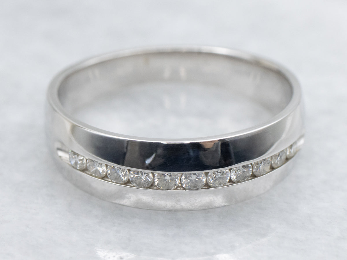 Men's Channel Set Diamond Band in White Gold