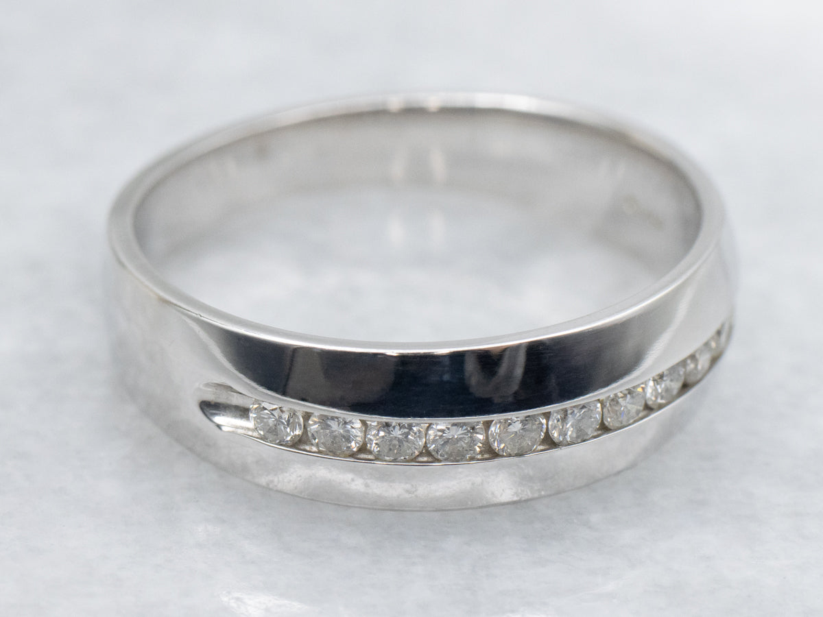 Men's Channel Set Diamond Band in White Gold