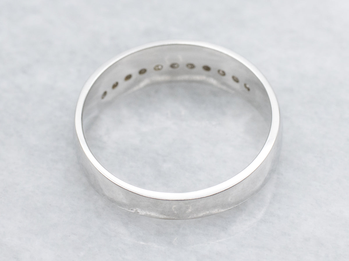 Men's Channel Set Diamond Band in White Gold