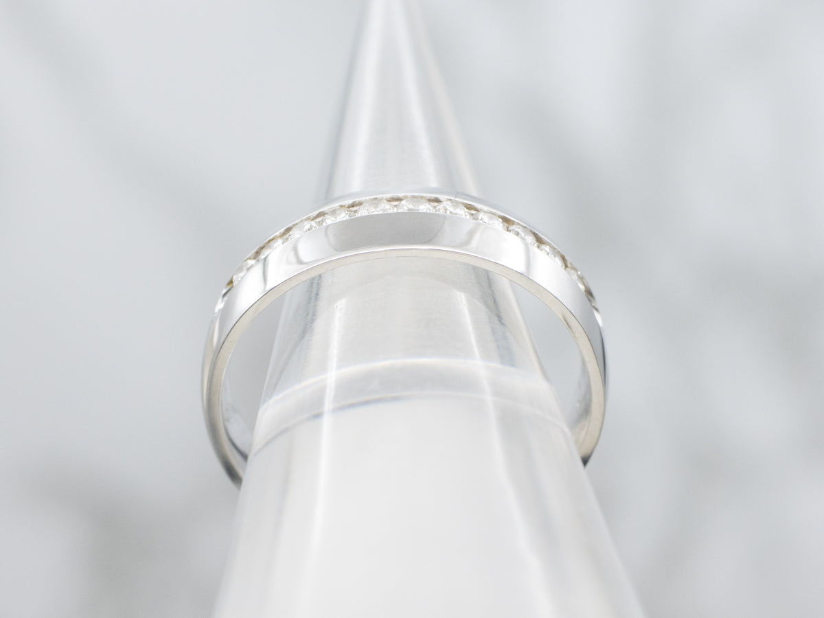 Men's Channel Set Diamond Band in White Gold