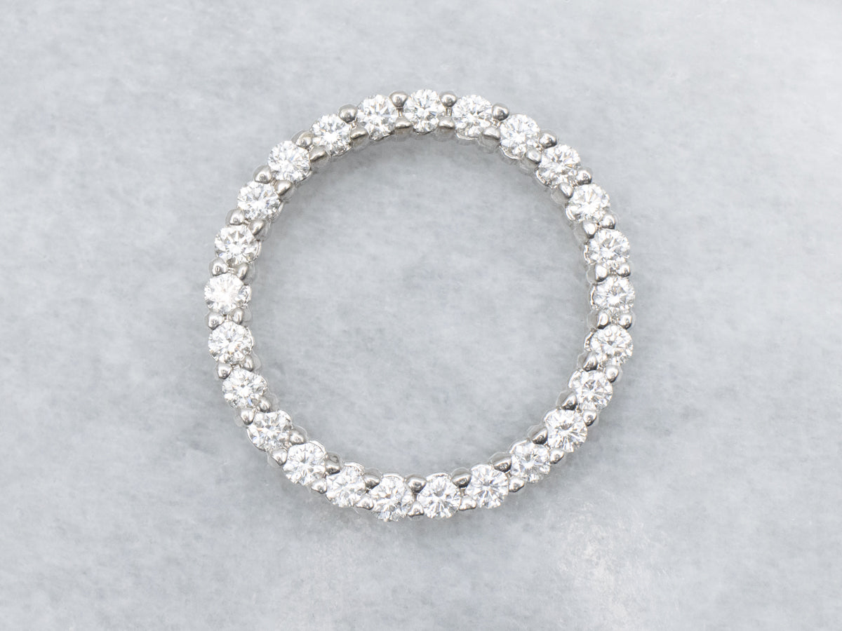 14K White Gold Diamond Circle Pendant