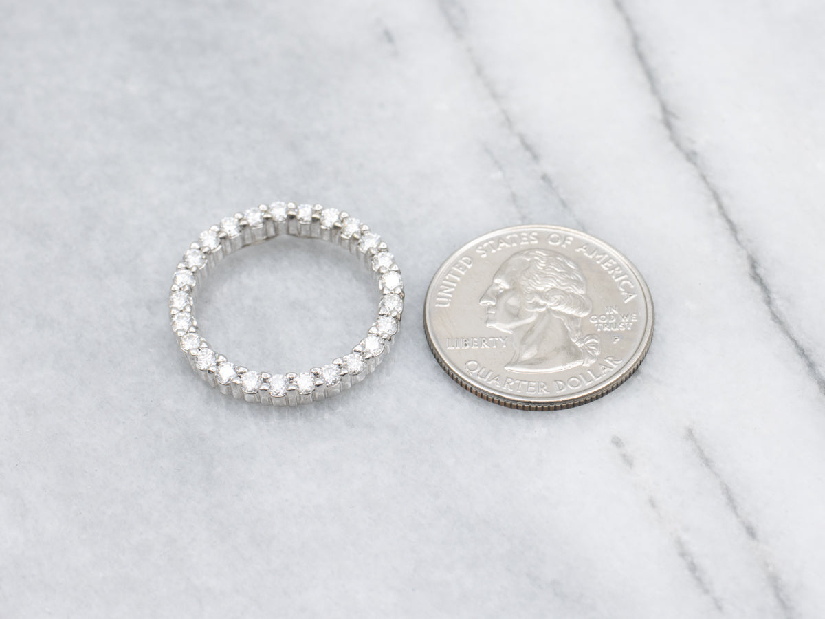 14K White Gold Diamond Circle Pendant