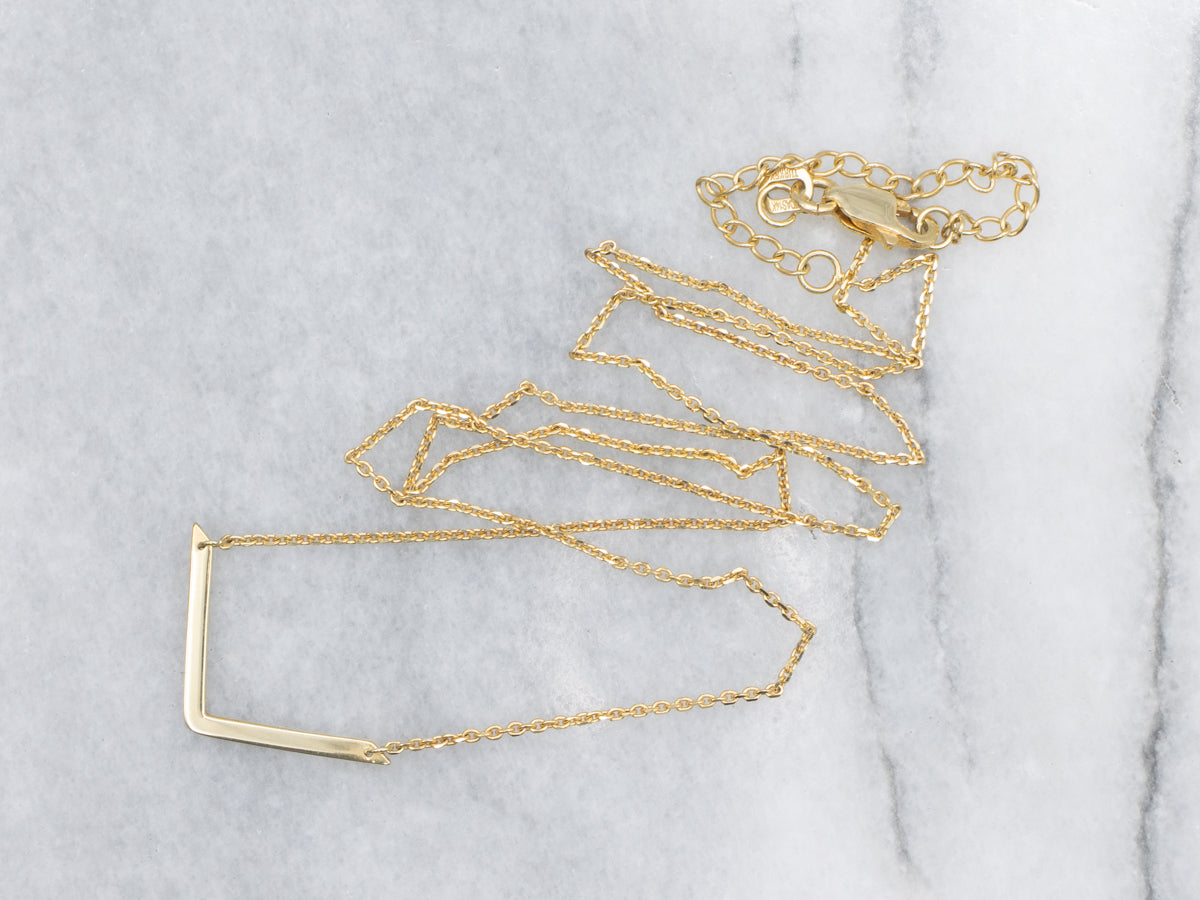 Minimalist 14-Karat Yellow Gold V-Bar Necklace