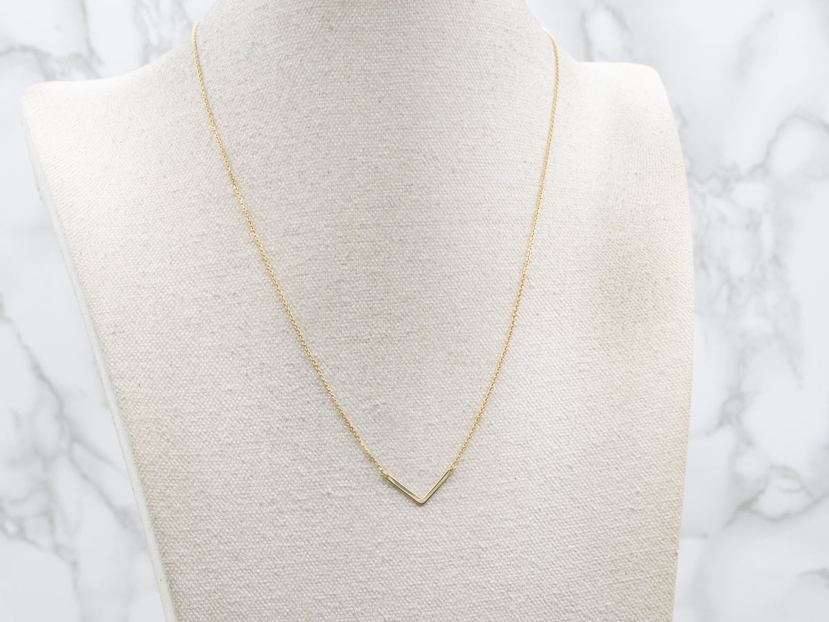 Minimalist 14-Karat Yellow Gold V-Bar Necklace