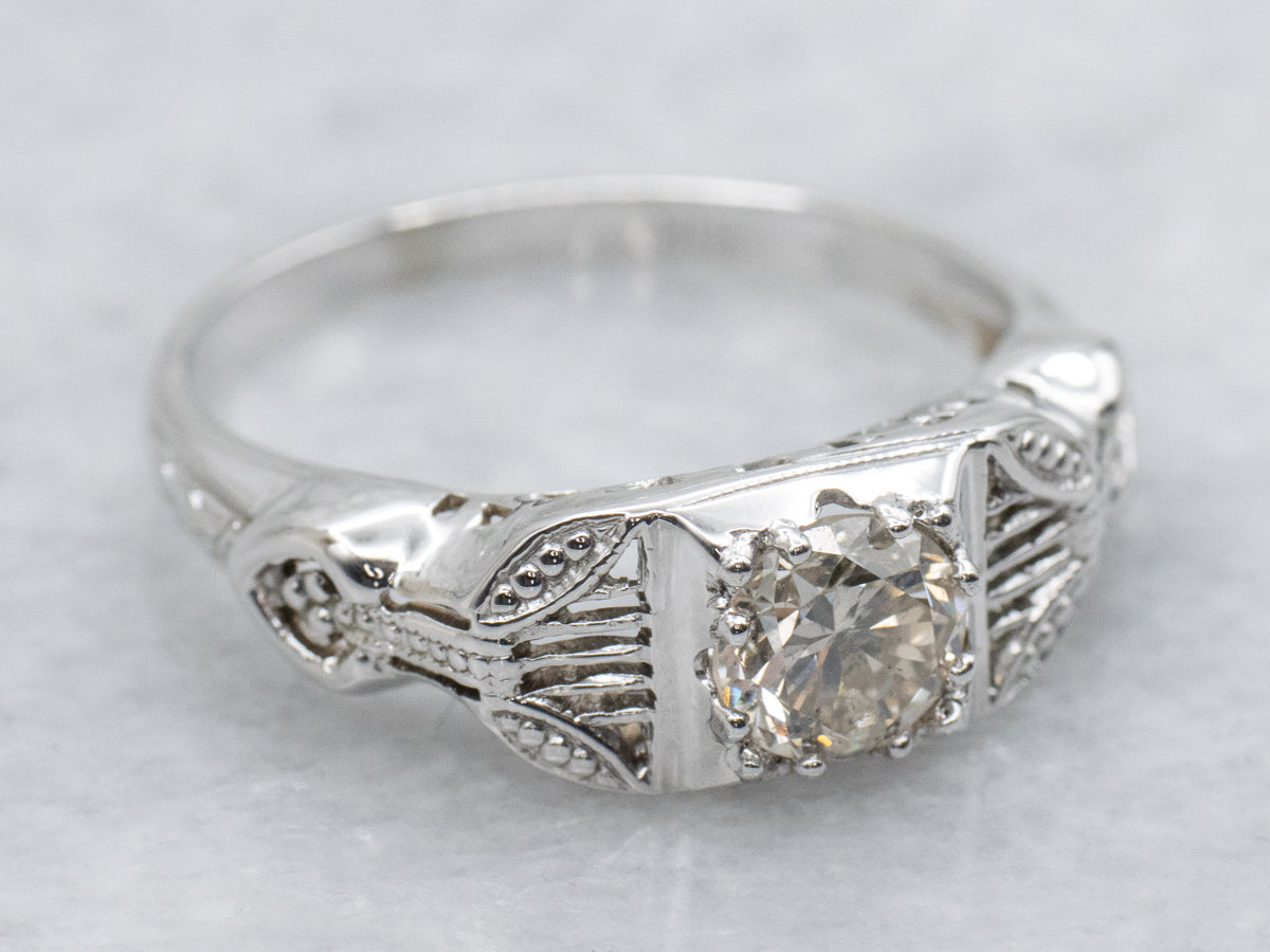 Late Art Deco Diamond Solitaire Engagement Ring
