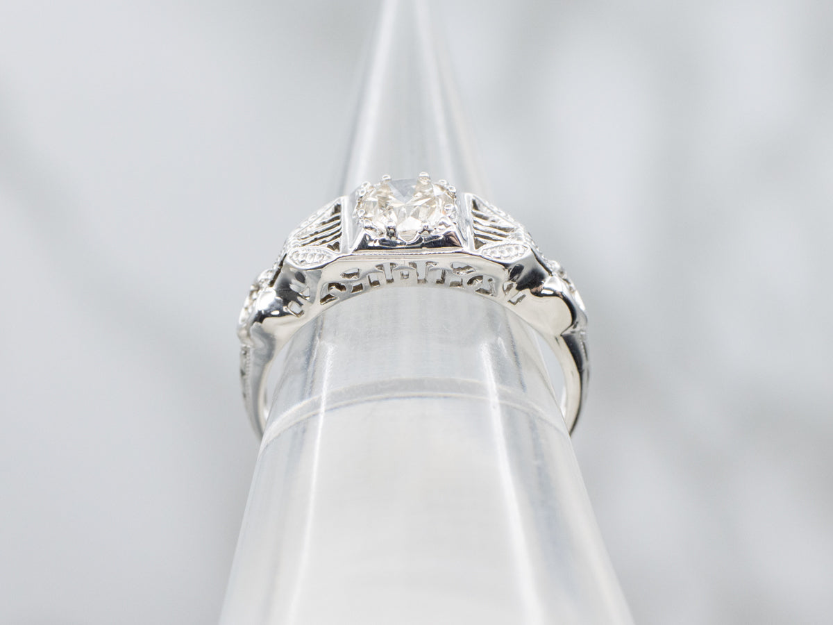 Late Art Deco Diamond Solitaire Engagement Ring