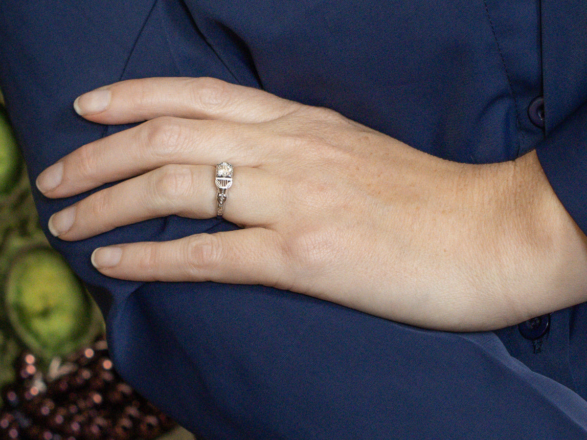 Late Art Deco Diamond Solitaire Engagement Ring