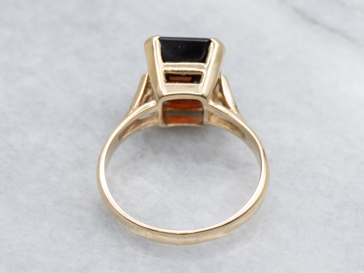 Vintage Garnet Yellow Gold Solitaire Ring