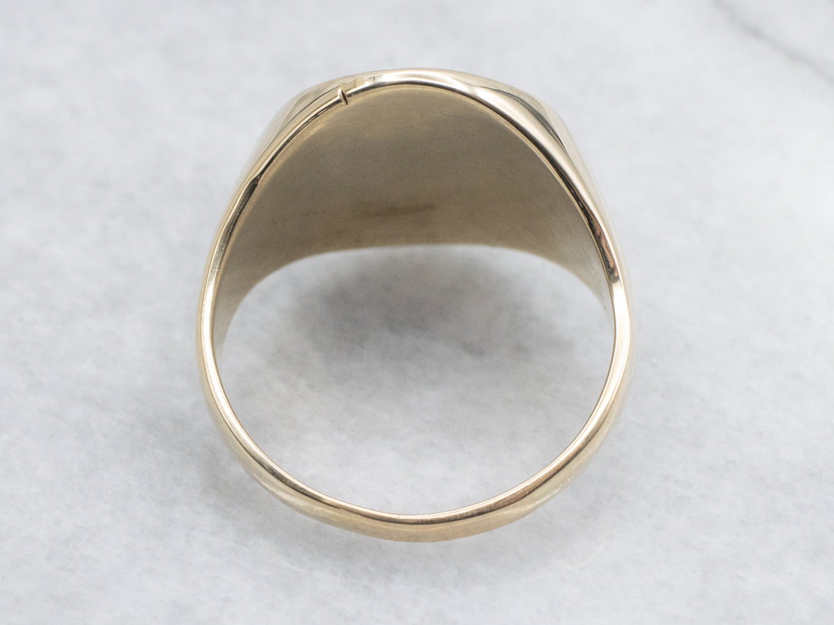 Plain Oval-Top Yellow Gold Signet Ring