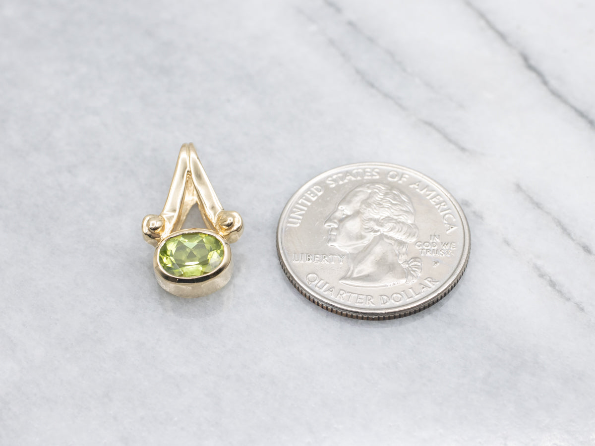 Modern Gold Bezel-Set Peridot Pendant