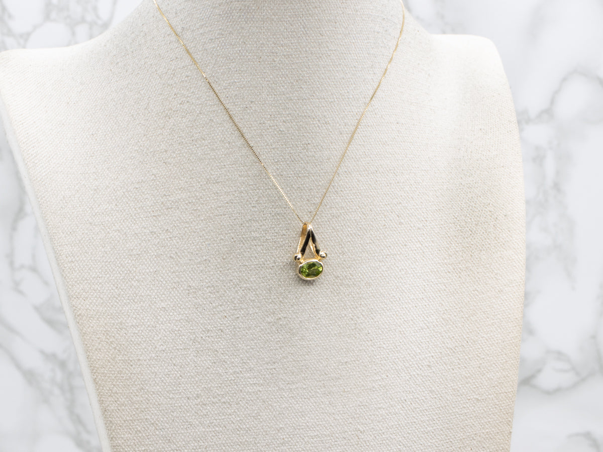 Modern Gold Bezel-Set Peridot Pendant