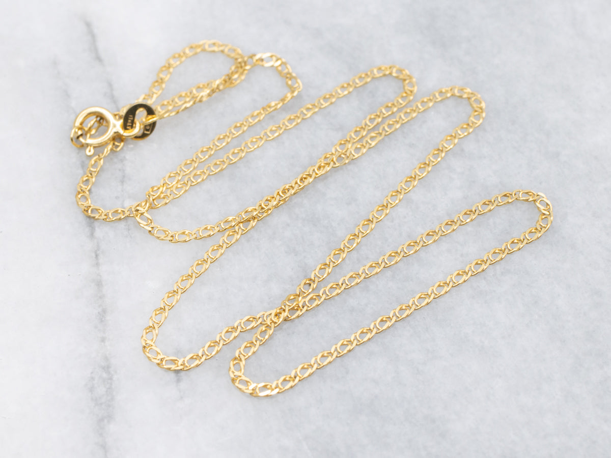 18-Karat Yellow Gold Curb Link Chain with Spring Ring Clasp