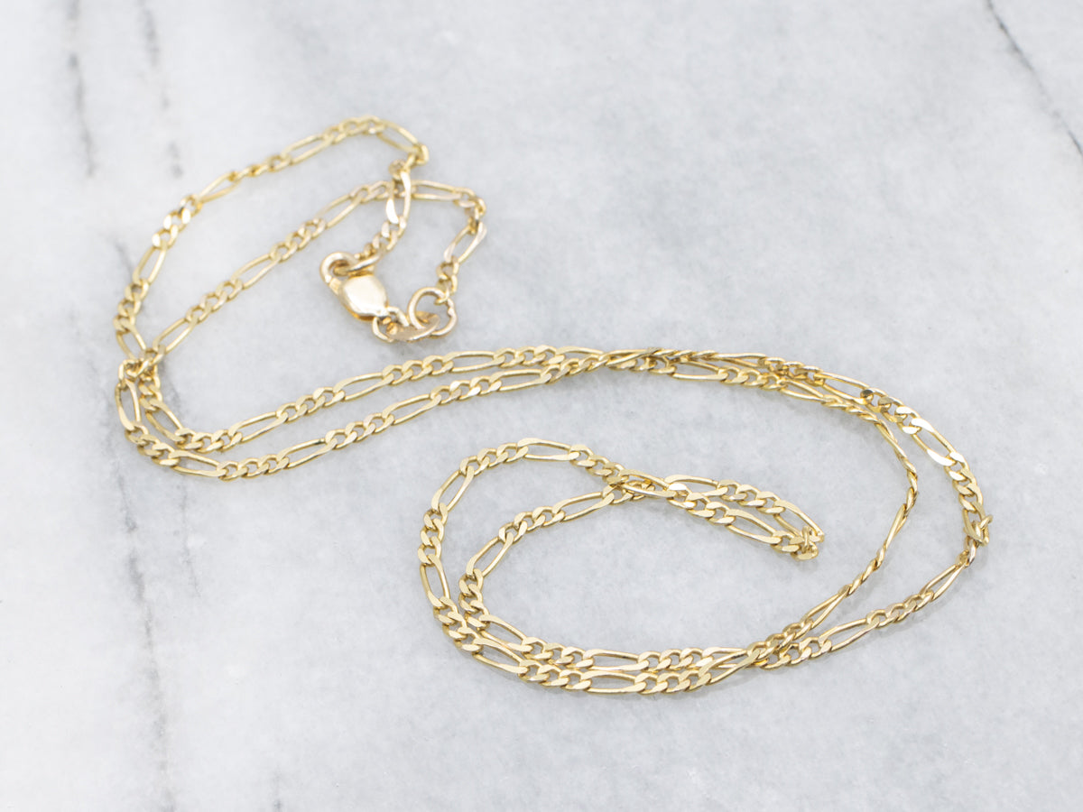 Yellow Gold Figaro Chain with Lobster Clasp