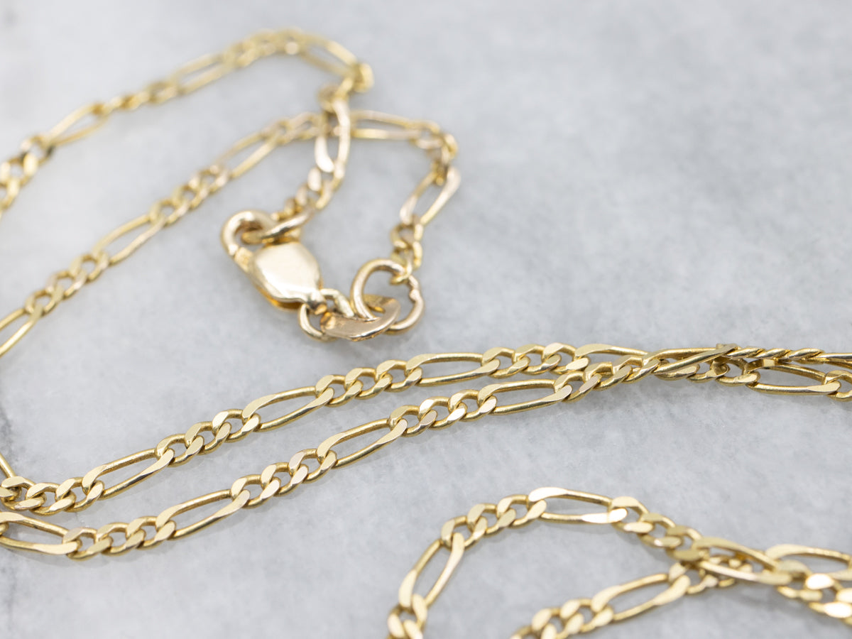 Yellow Gold Figaro Chain with Lobster Clasp