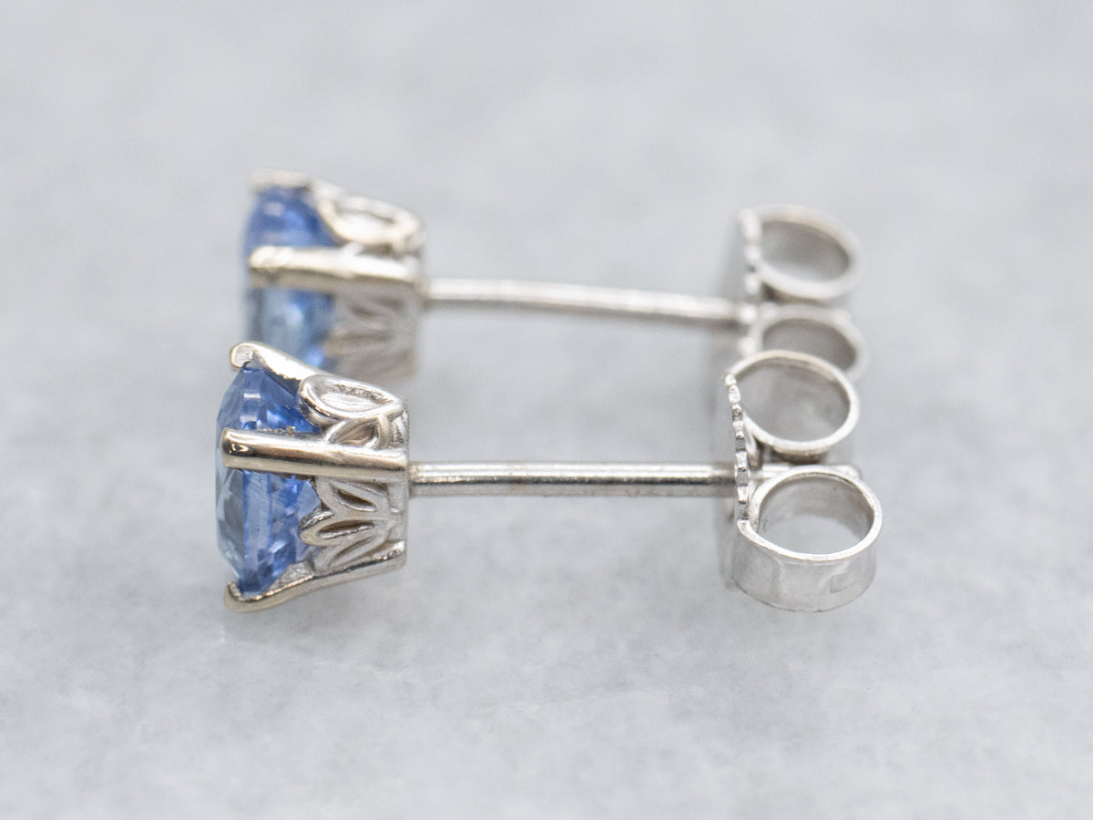 Oval Cut Light Blue Sapphire Stud Earrings
