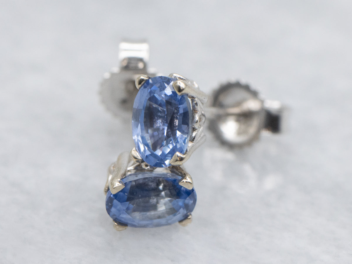 Oval Cut Light Blue Sapphire Stud Earrings
