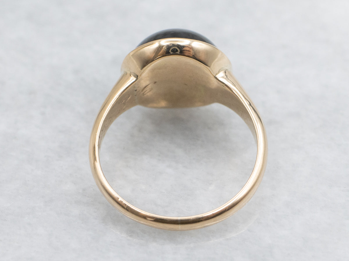 Polished Onyx Cabochon Solitaire Ring