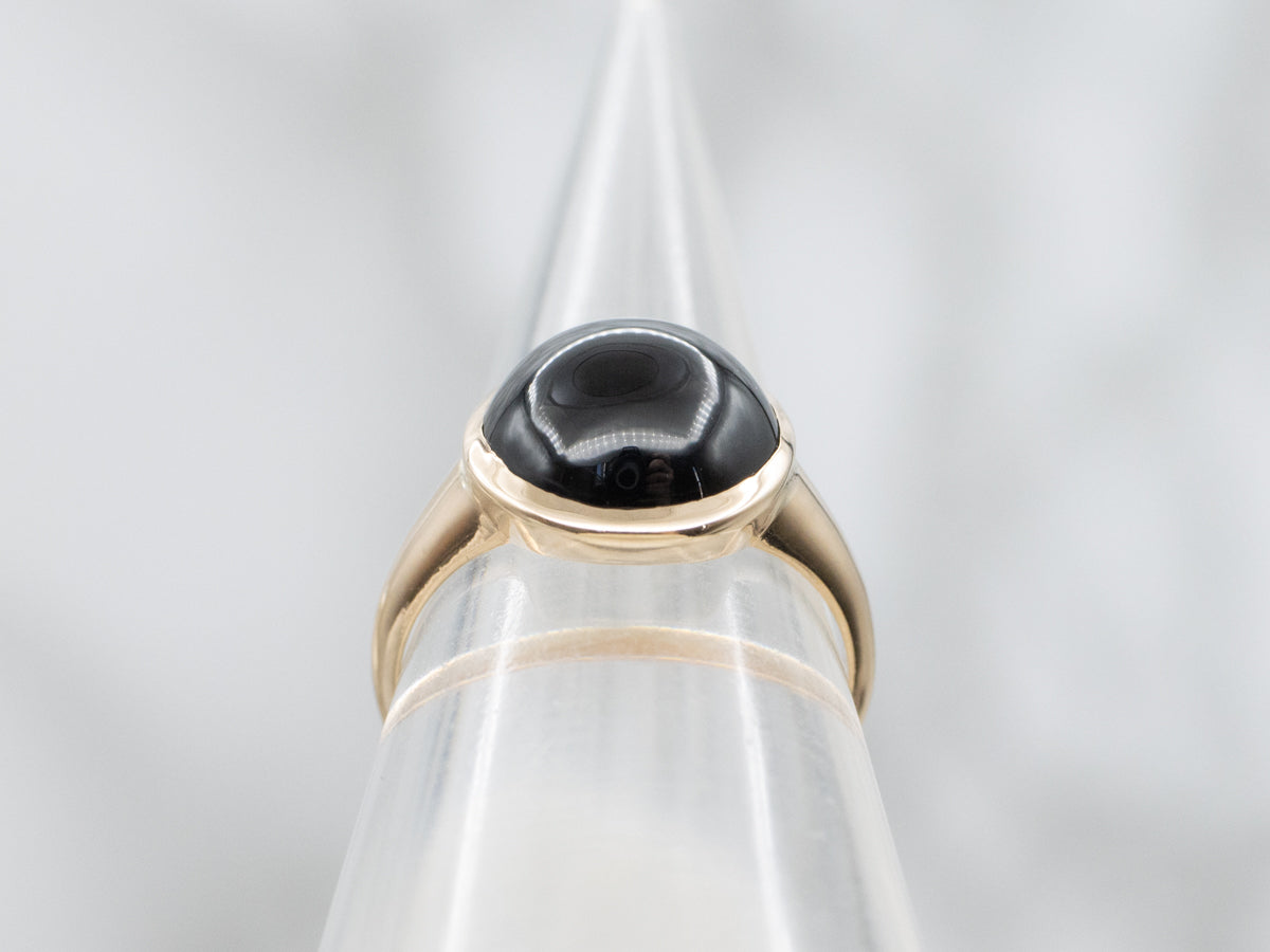 Polished Onyx Cabochon Solitaire Ring
