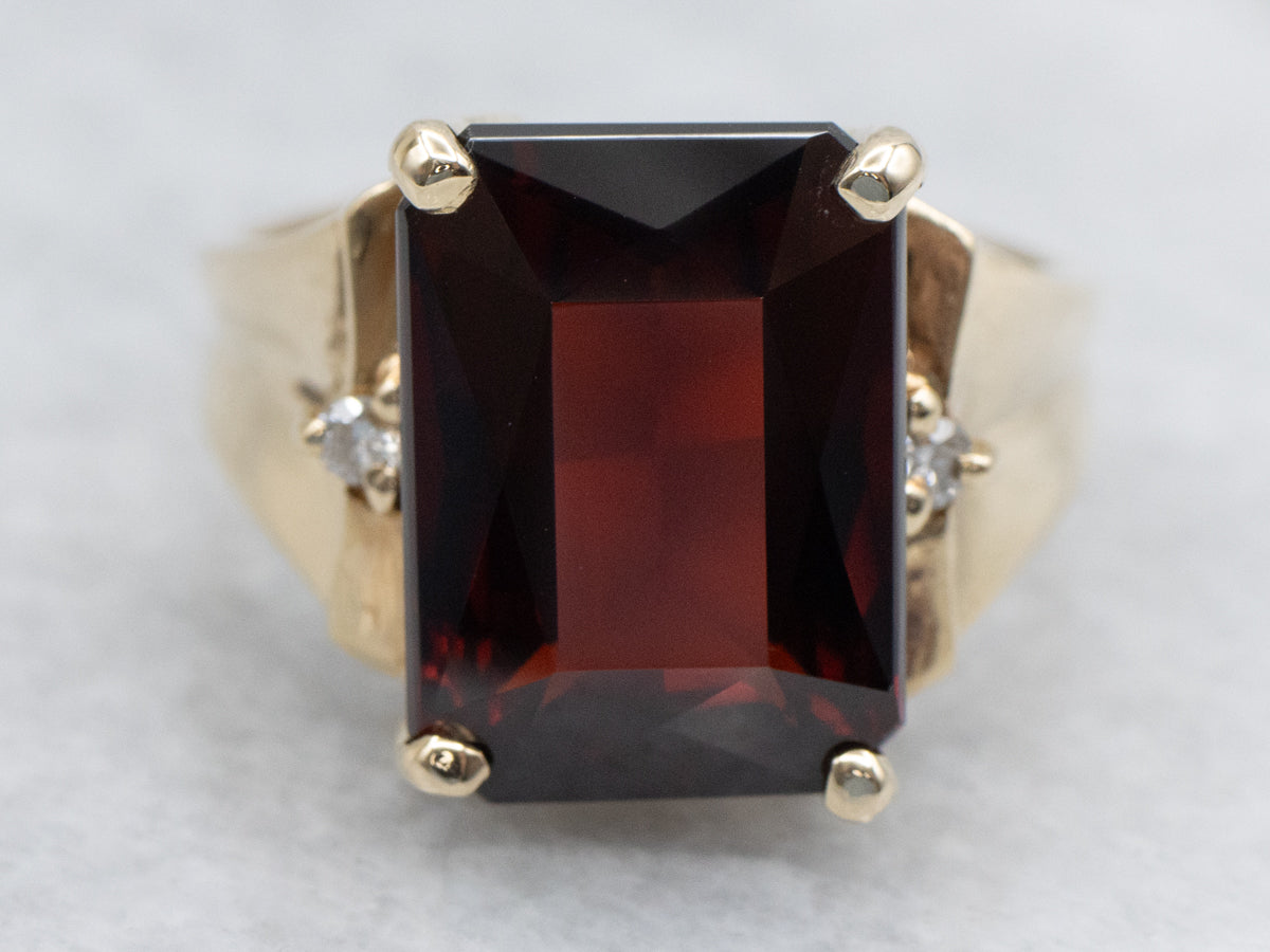 Garnet and Diamond Yellow Gold Ring