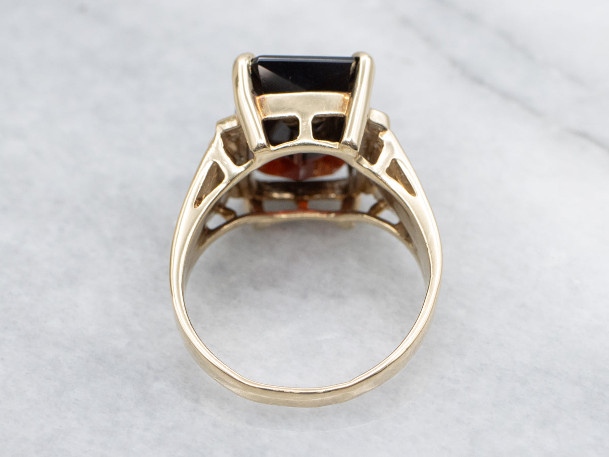 Garnet and Diamond Yellow Gold Ring