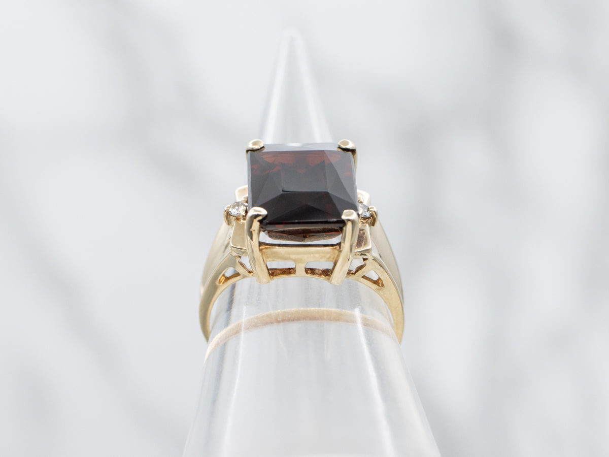 Garnet and Diamond Yellow Gold Ring