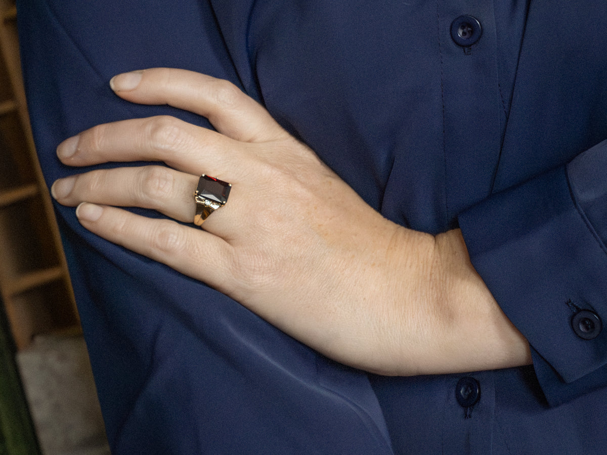 Garnet and Diamond Yellow Gold Ring