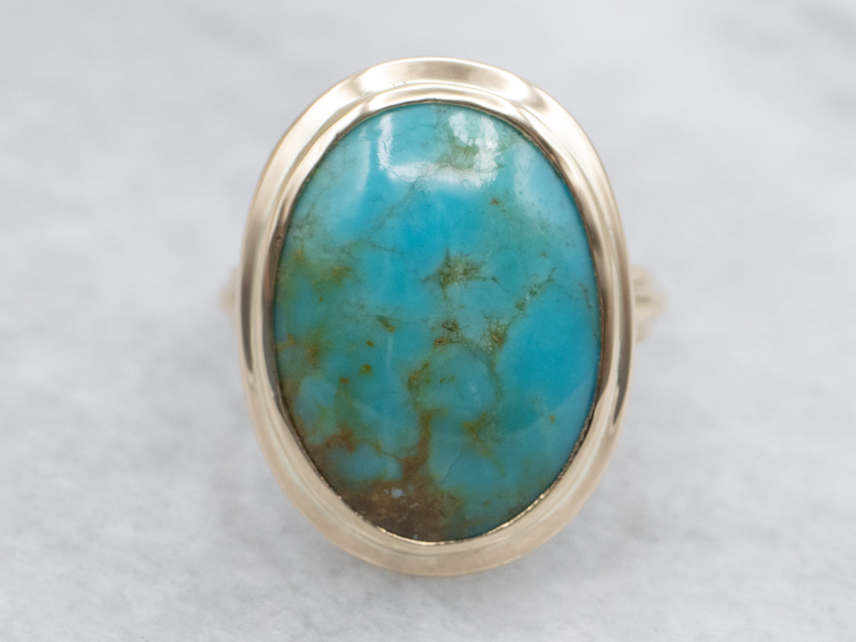 Bezel Set Turquoise Yellow Gold Ring