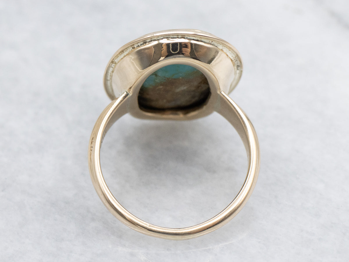 Bezel Set Turquoise Yellow Gold Ring