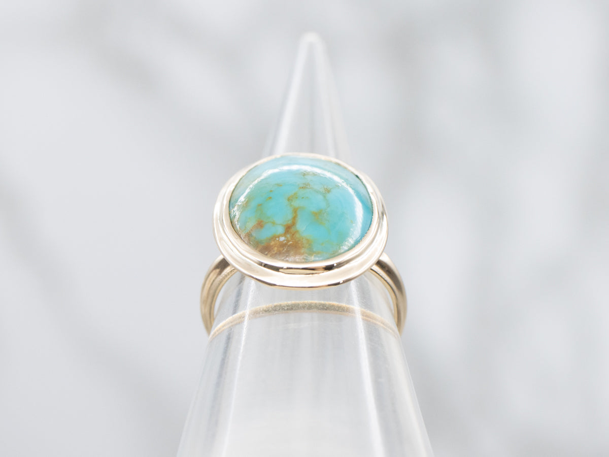 Bezel Set Turquoise Yellow Gold Ring