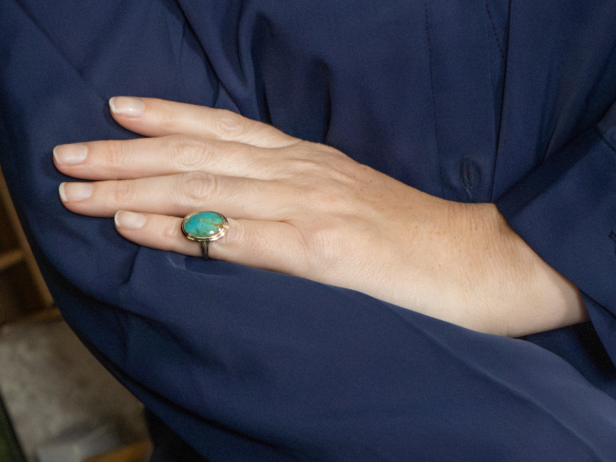 Bezel Set Turquoise Yellow Gold Ring