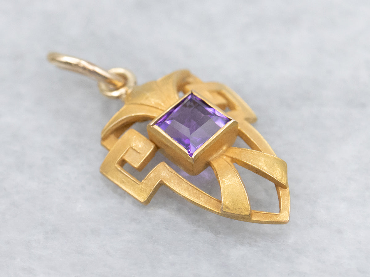 Antique Bloomed Gold Amethyst Stickpin Conversion Pendant