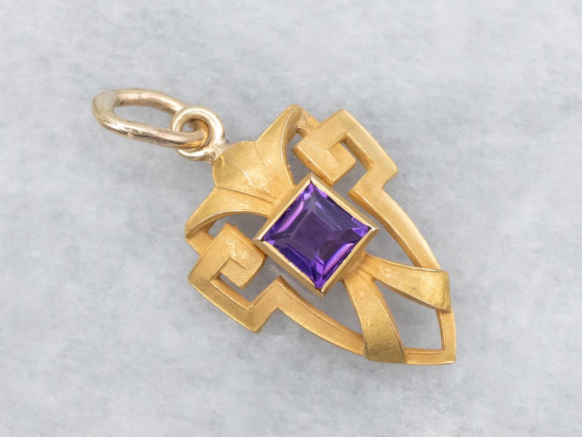 Antique Bloomed Gold Amethyst Stickpin Conversion Pendant